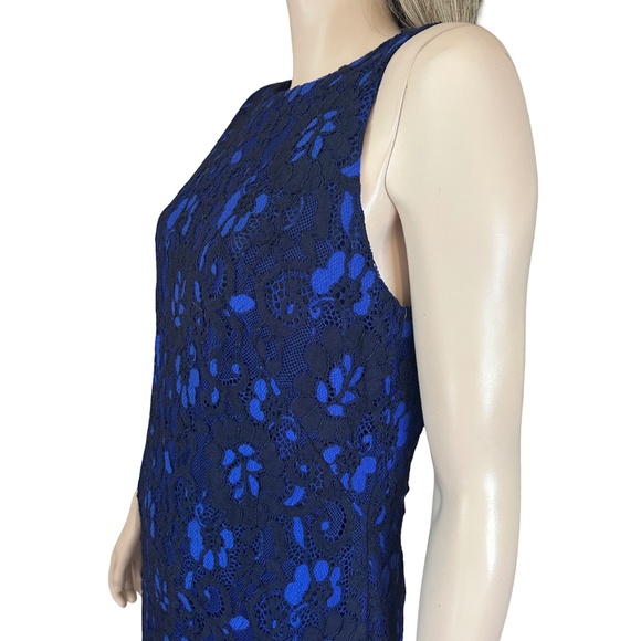 Ralph Lauren Dress Sheath Lace Overlay Royal Blue Cocktail Sleeveless - Picture 6 of 15